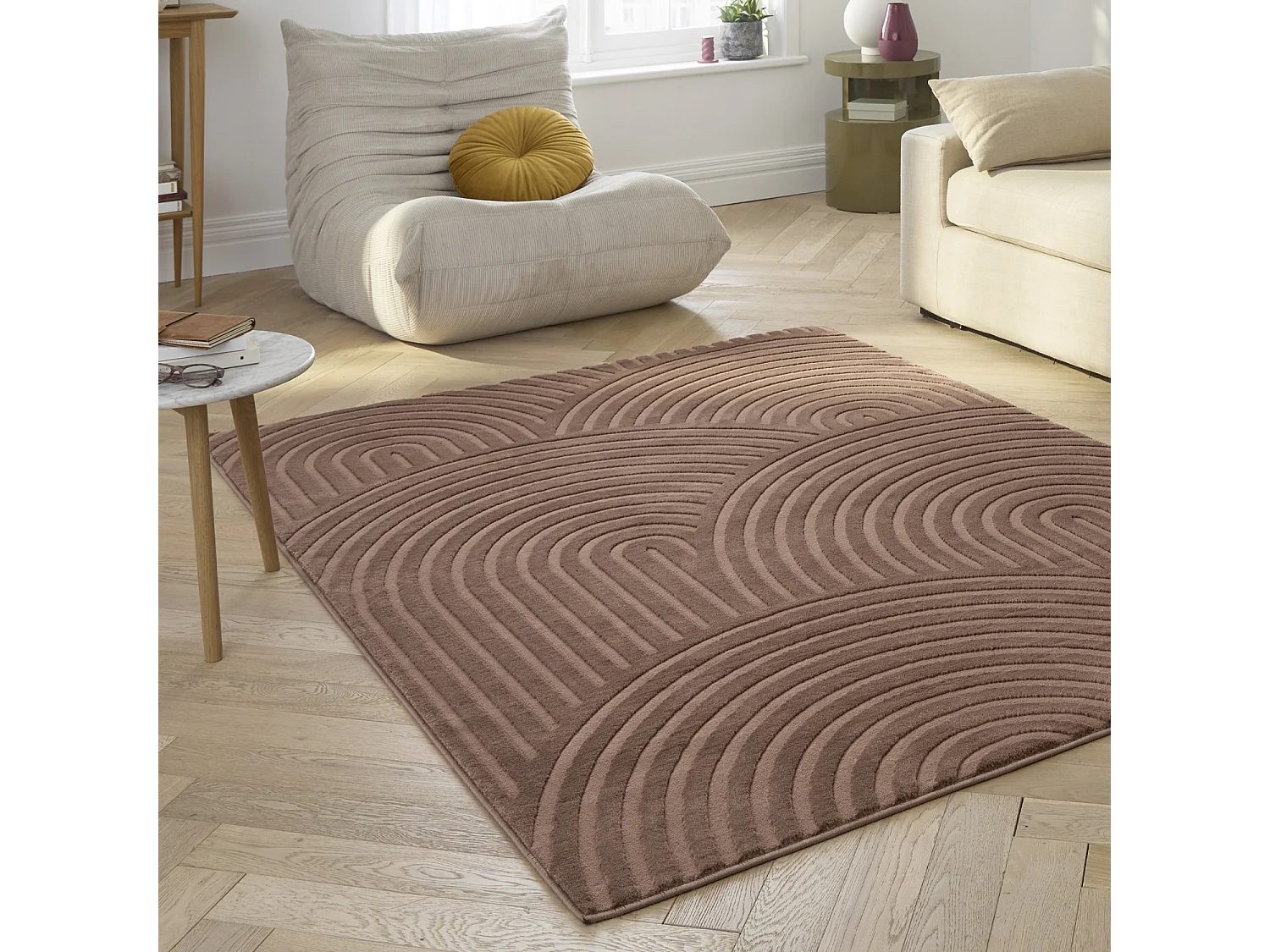 Tapis intérieur motif arches mocha 120 x 160 cm - Brad