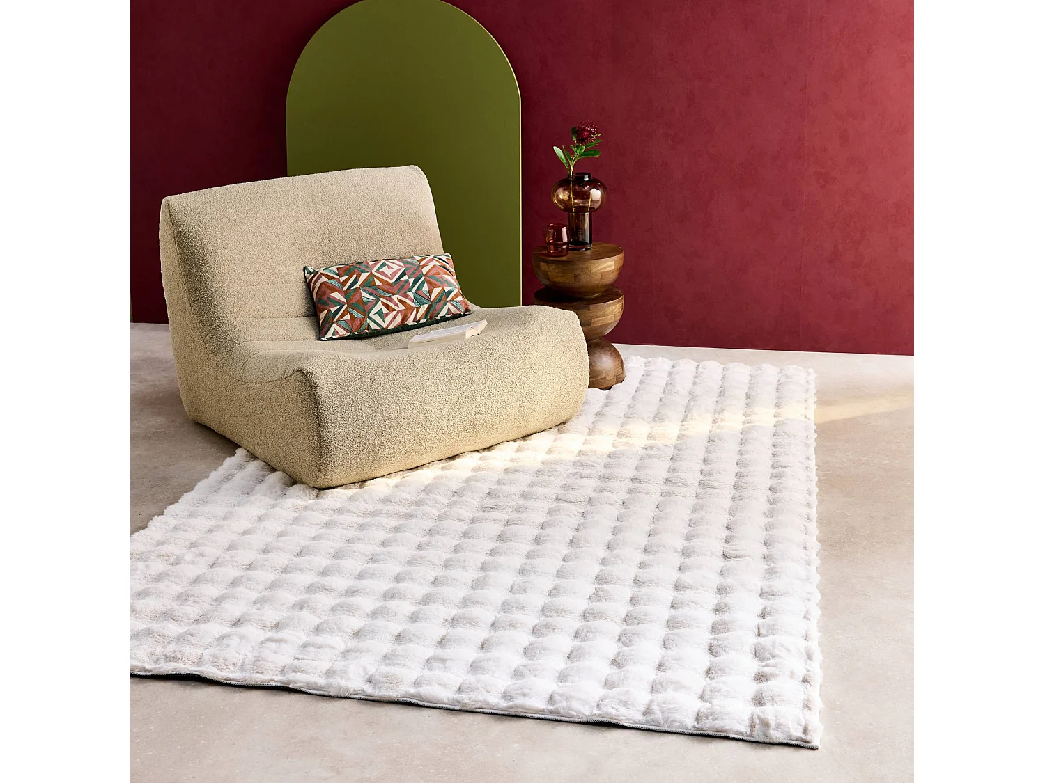 Tapis d'intérieur bubble 100% polyester blanc BUMPY. 200 x 290 cm