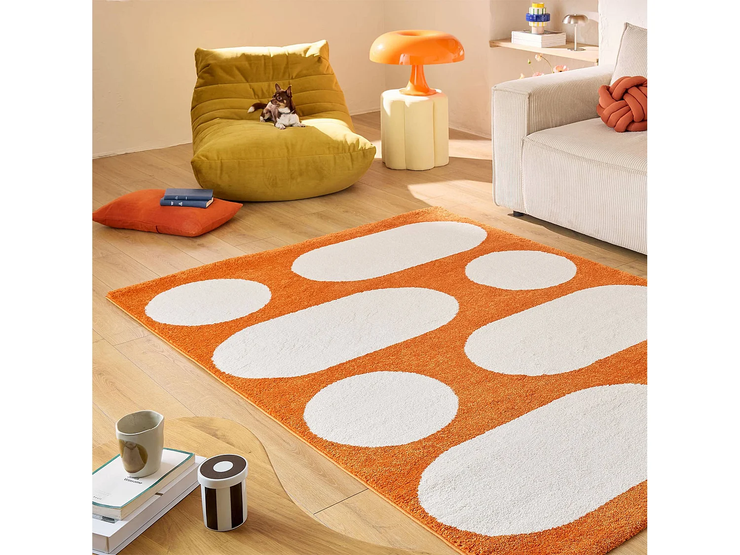 Tapis intérieur JOYCE orange. motif moderne 200 x 280 cm