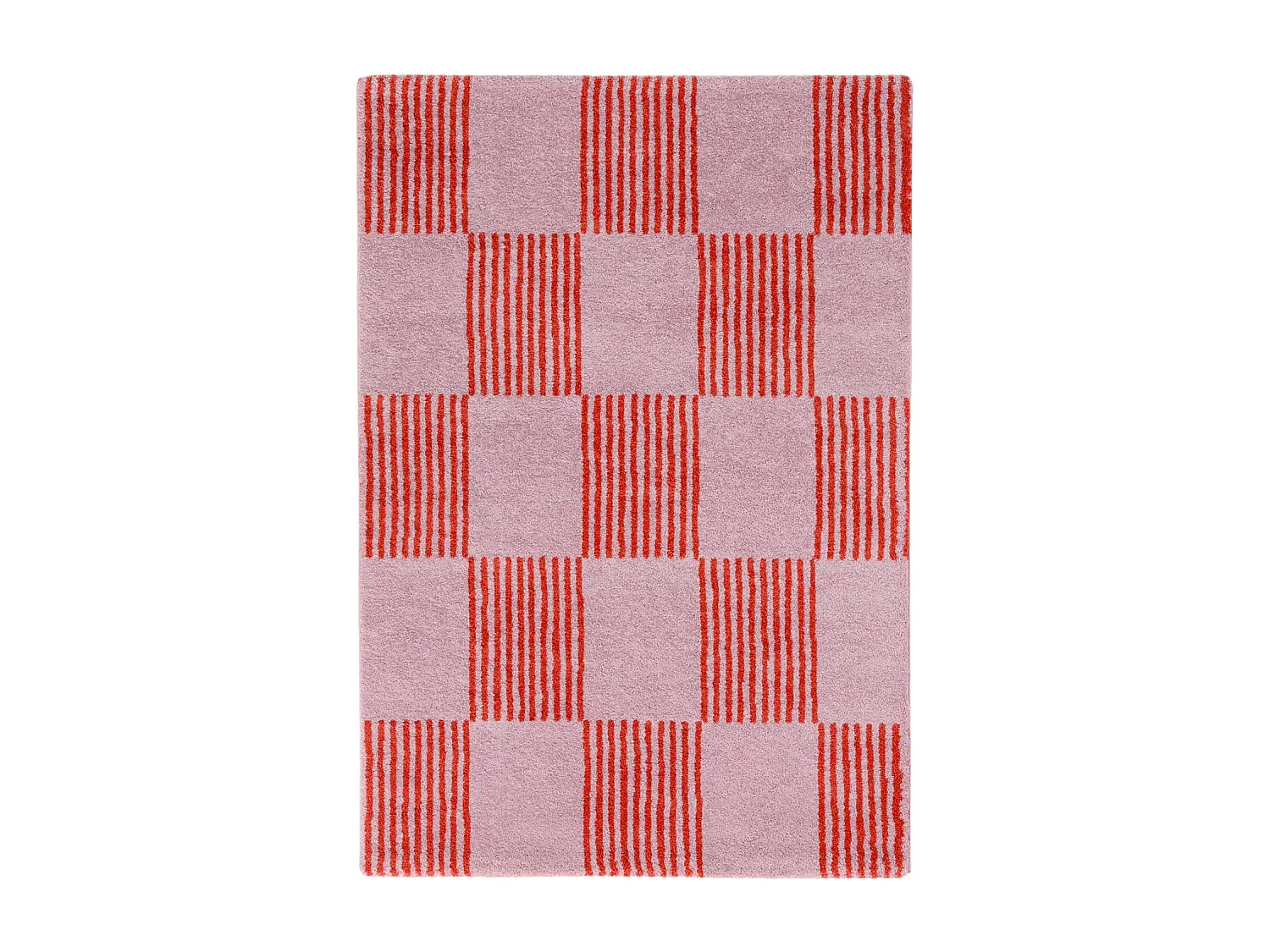 Tapis intérieur damier rouge et rose 160 x 230 cm - Fergew