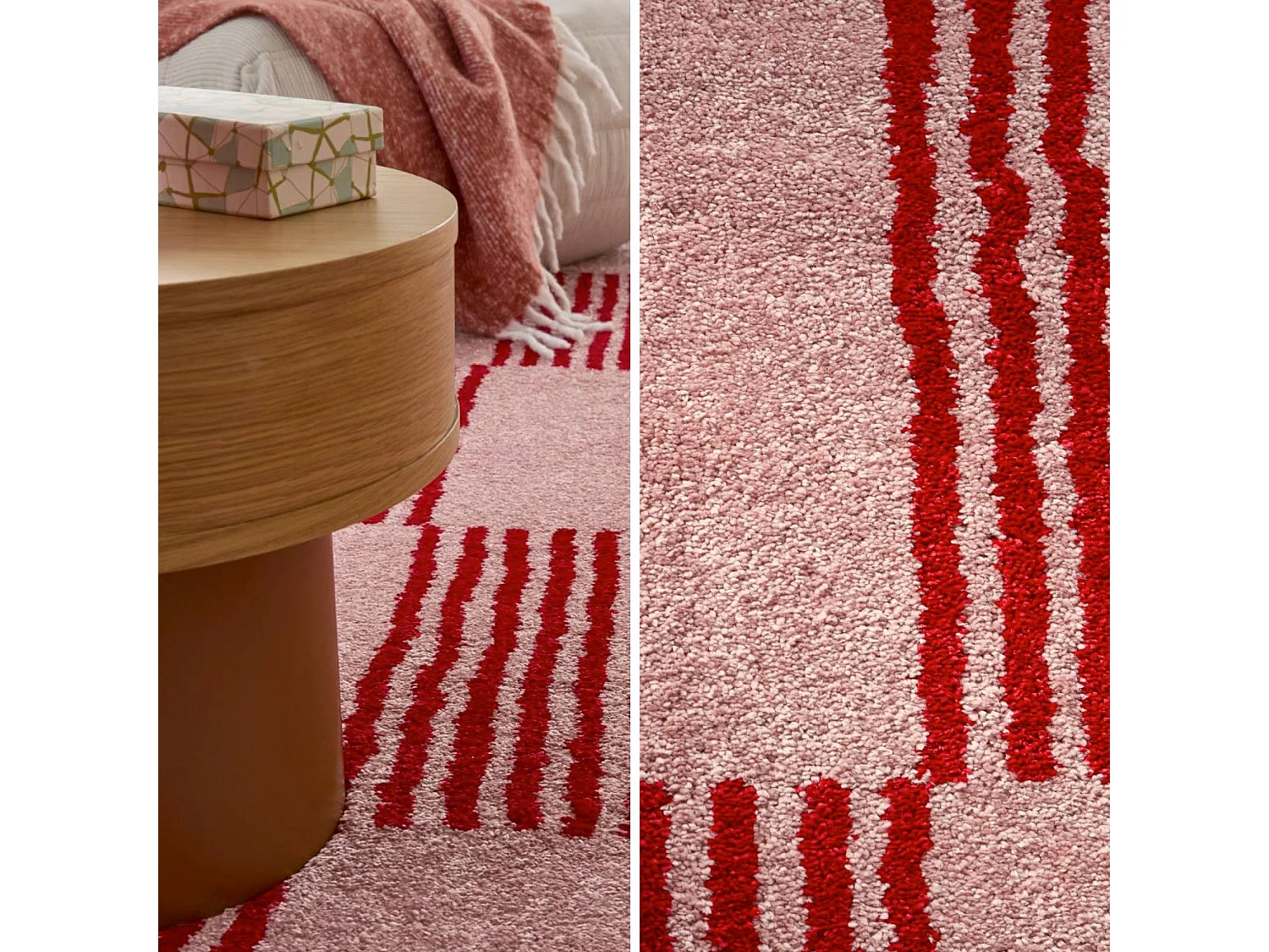 Tapis intérieur damier rouge et rose 160 x 230 cm - Fergew