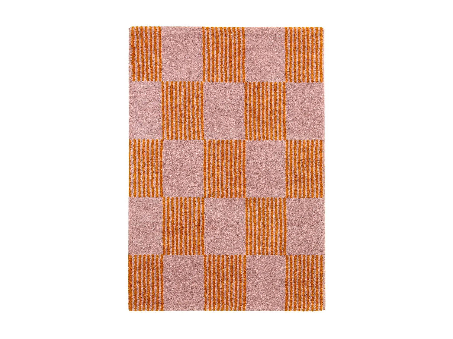 Tappeto interno a scacchi arancione e rosa