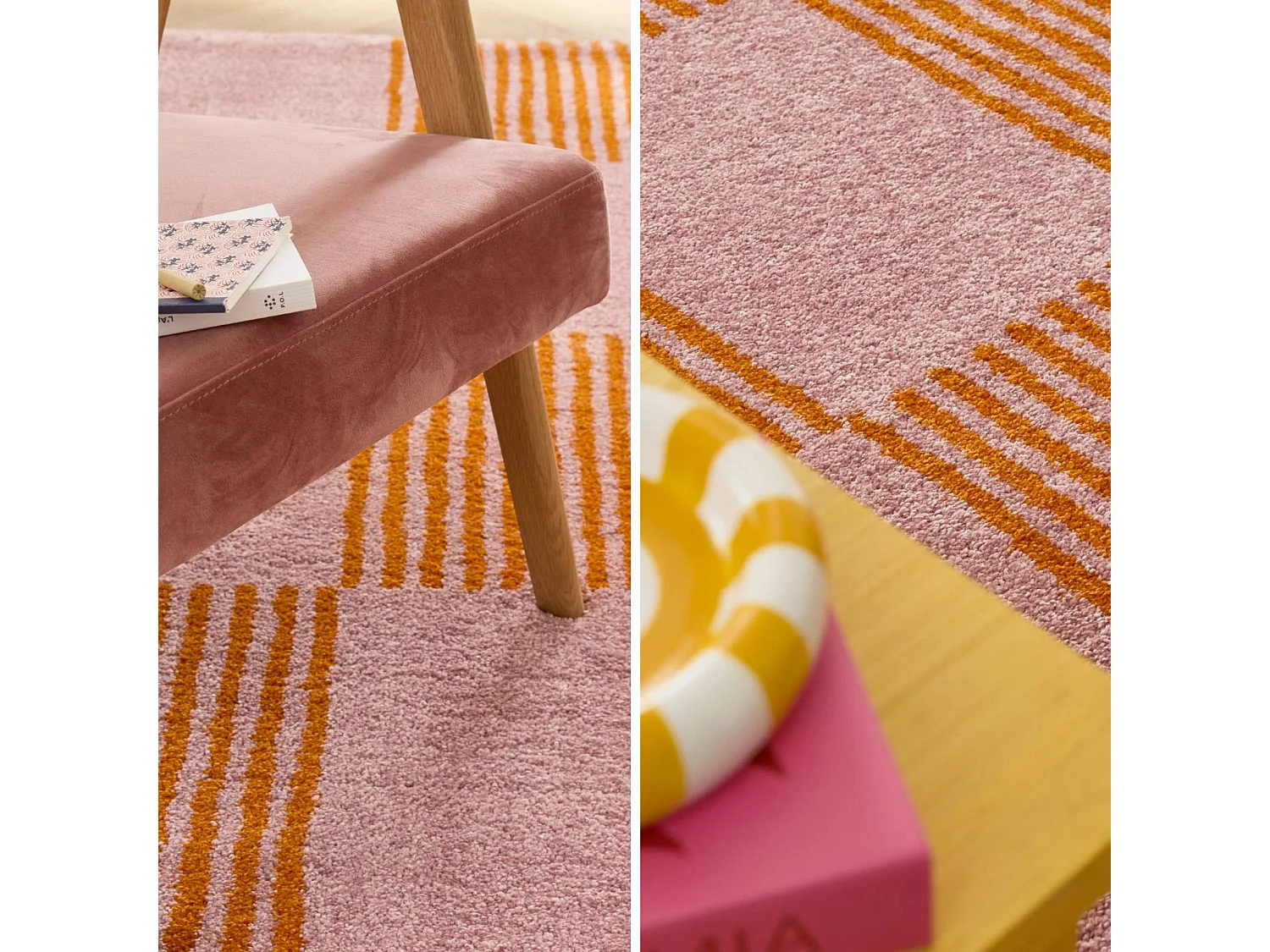 Tapis intérieur damier orange et rose 120 x 160 cm - Fergew