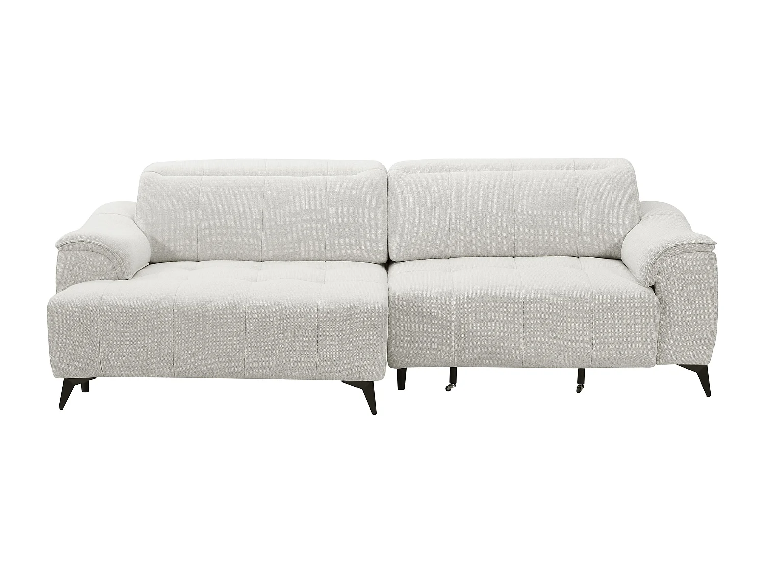 Canapé d'angle gauche relax électrique avec assise coulissante en tissu beige YESAGA