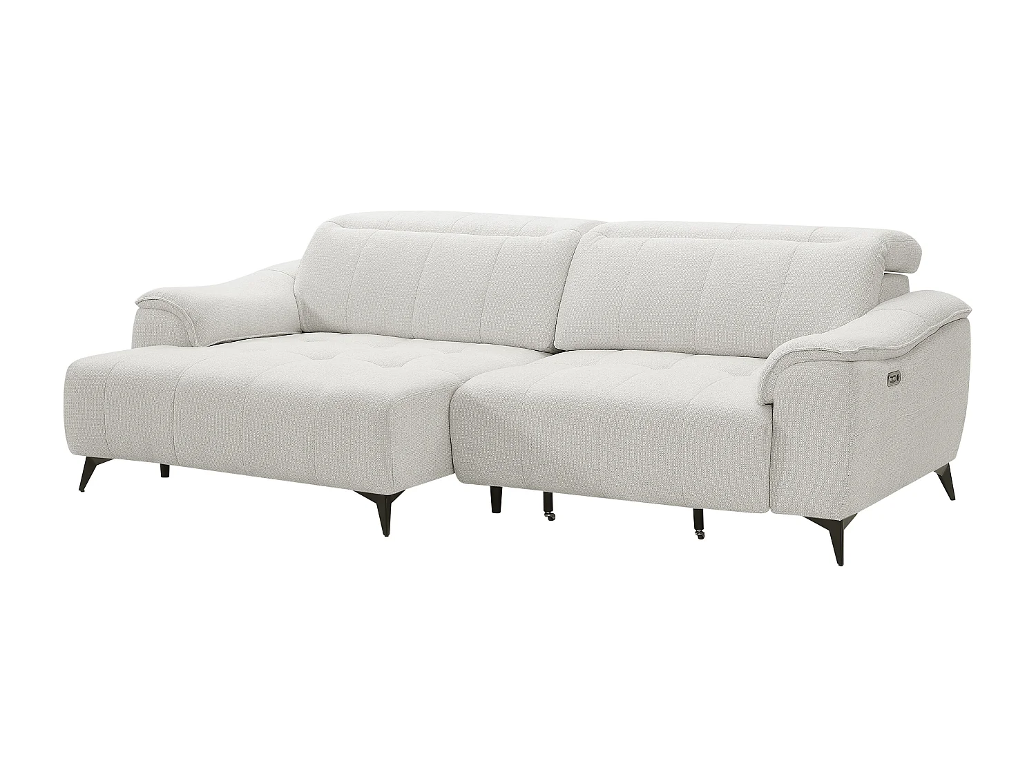 Canapé d'angle gauche relax électrique avec assise coulissante en tissu beige YESAGA