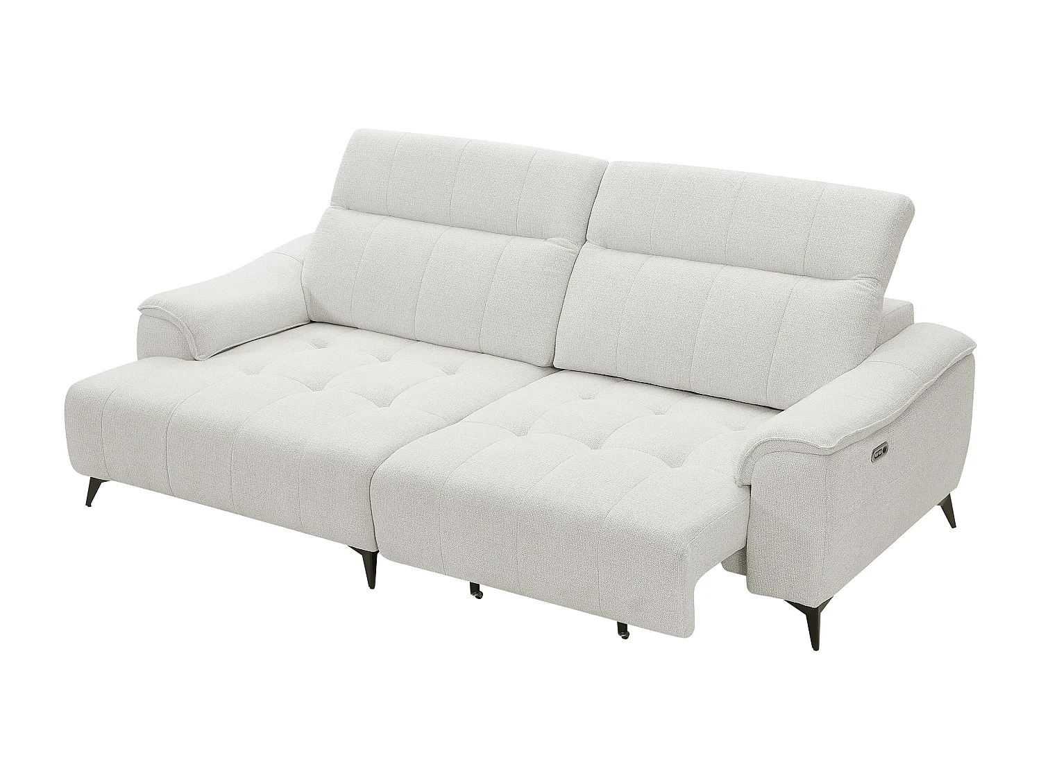 Canapé d'angle gauche relax électrique avec assise coulissante en tissu beige YESAGA