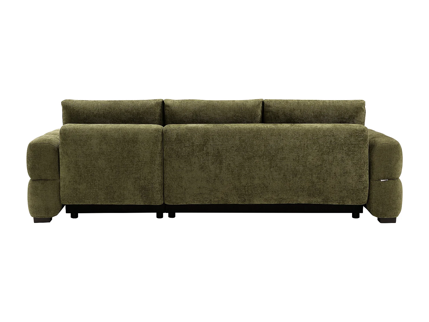 Canapé d'angle droit convertible en tissu chenille vert kaki CASORU