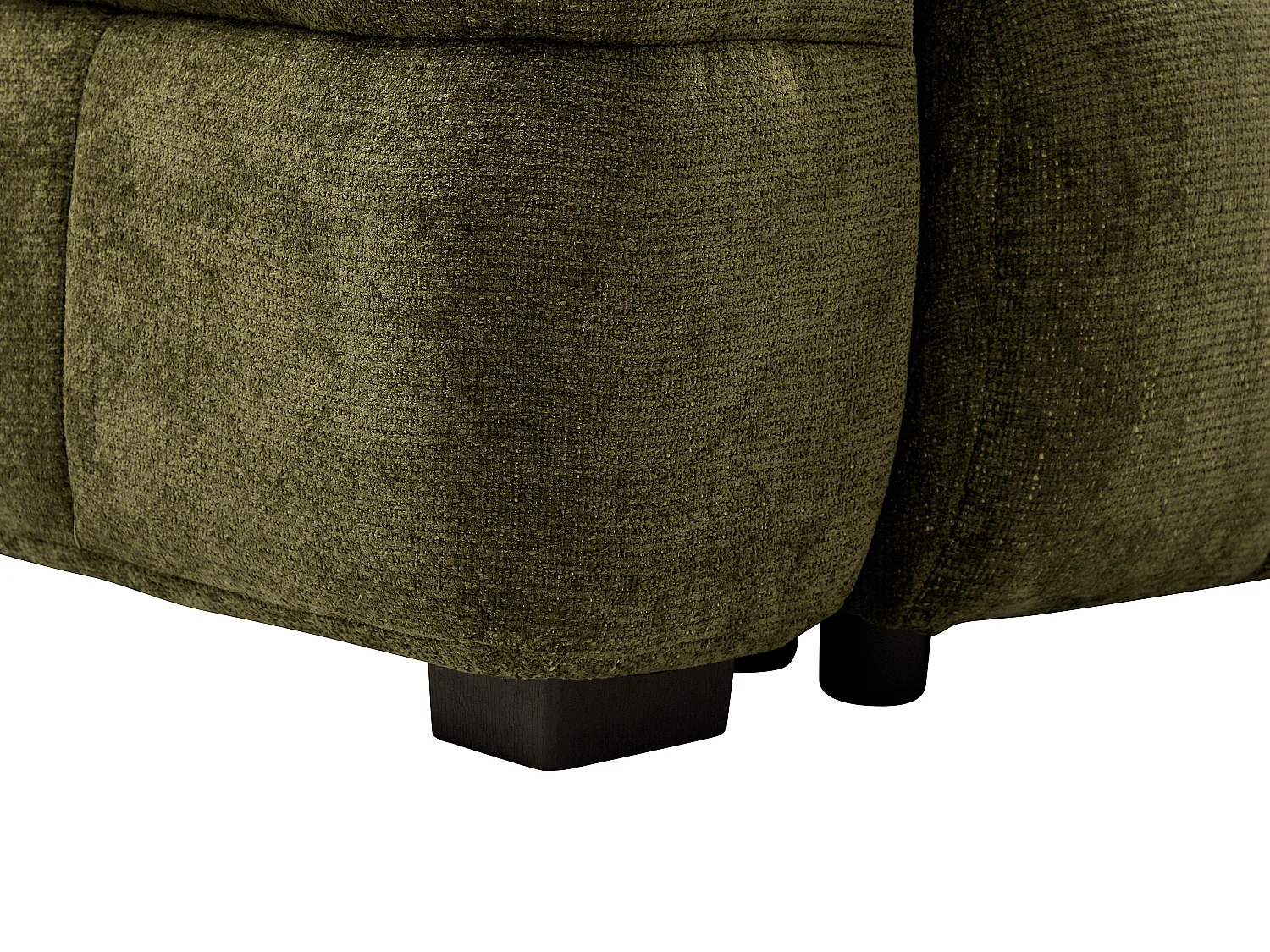 Canapé d'angle droit convertible en tissu chenille vert kaki CASORU