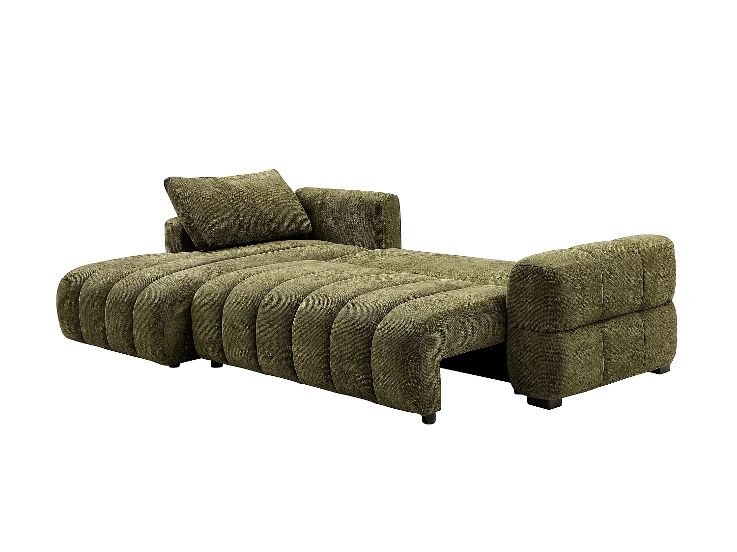 Canapé d'angle gauche convertible en tissu chenille vert kaki CASORU