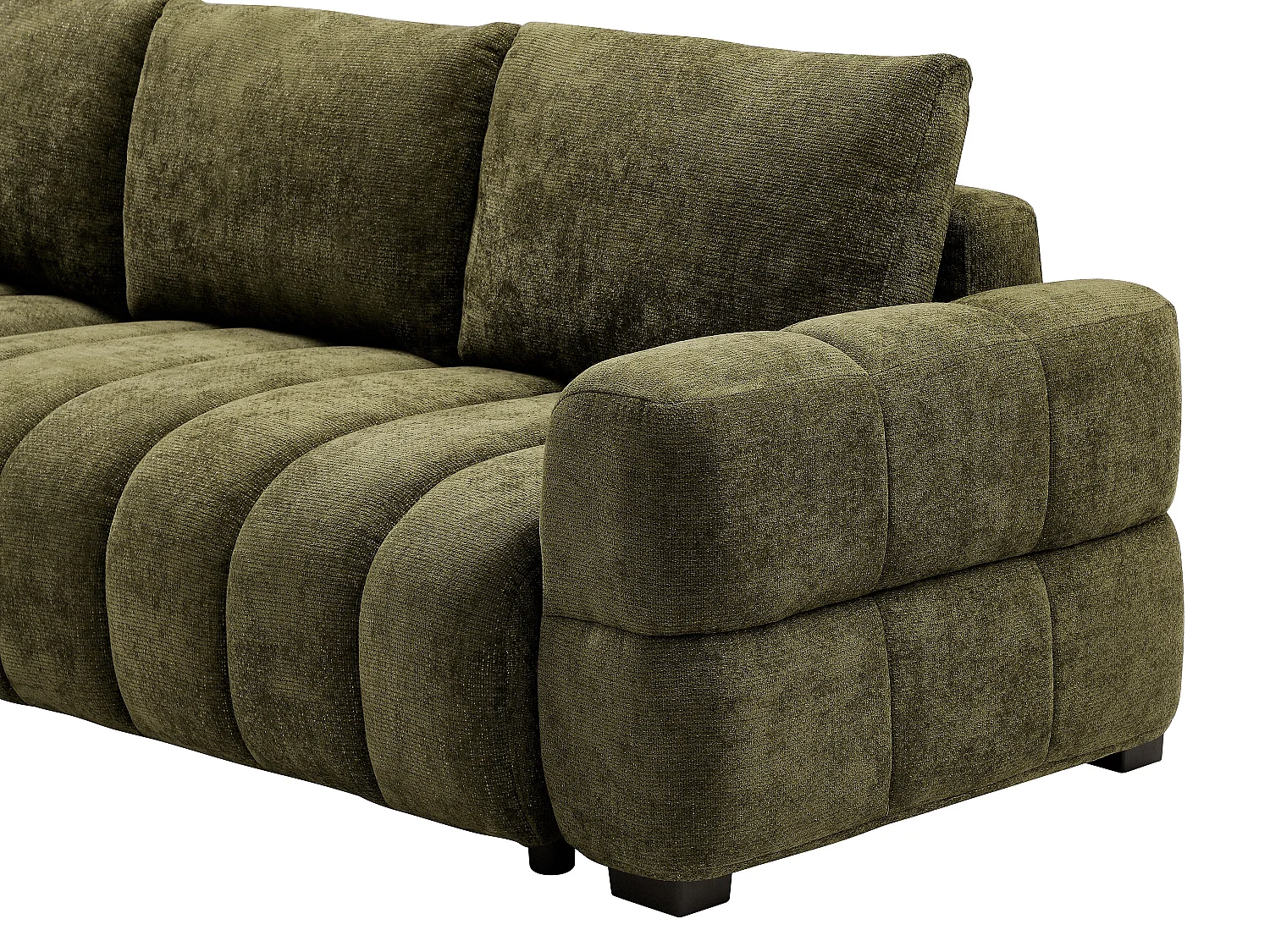 Canapé d'angle gauche convertible en tissu chenille vert kaki CASORU