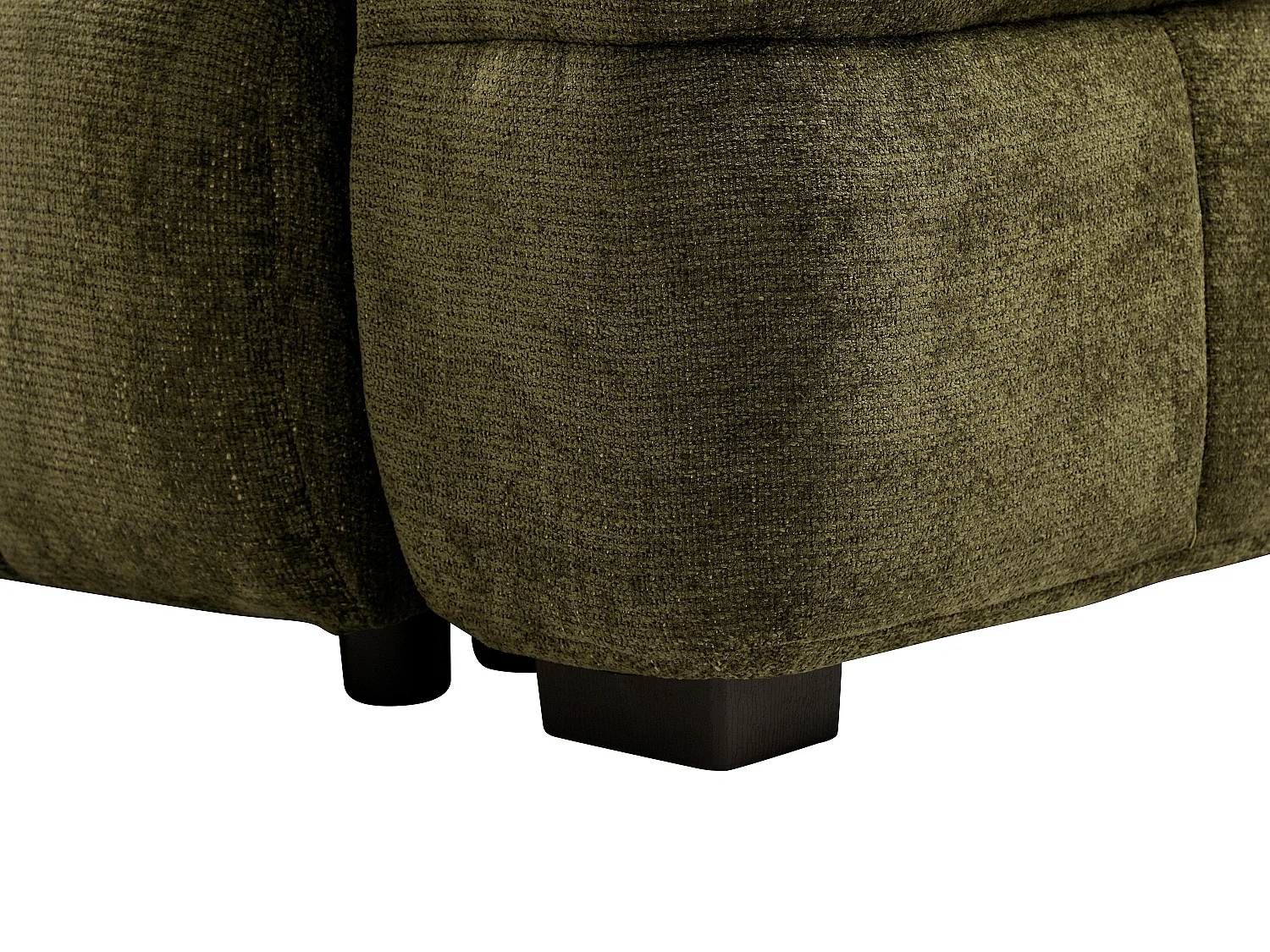 Canapé d'angle gauche convertible en tissu chenille vert kaki CASORU