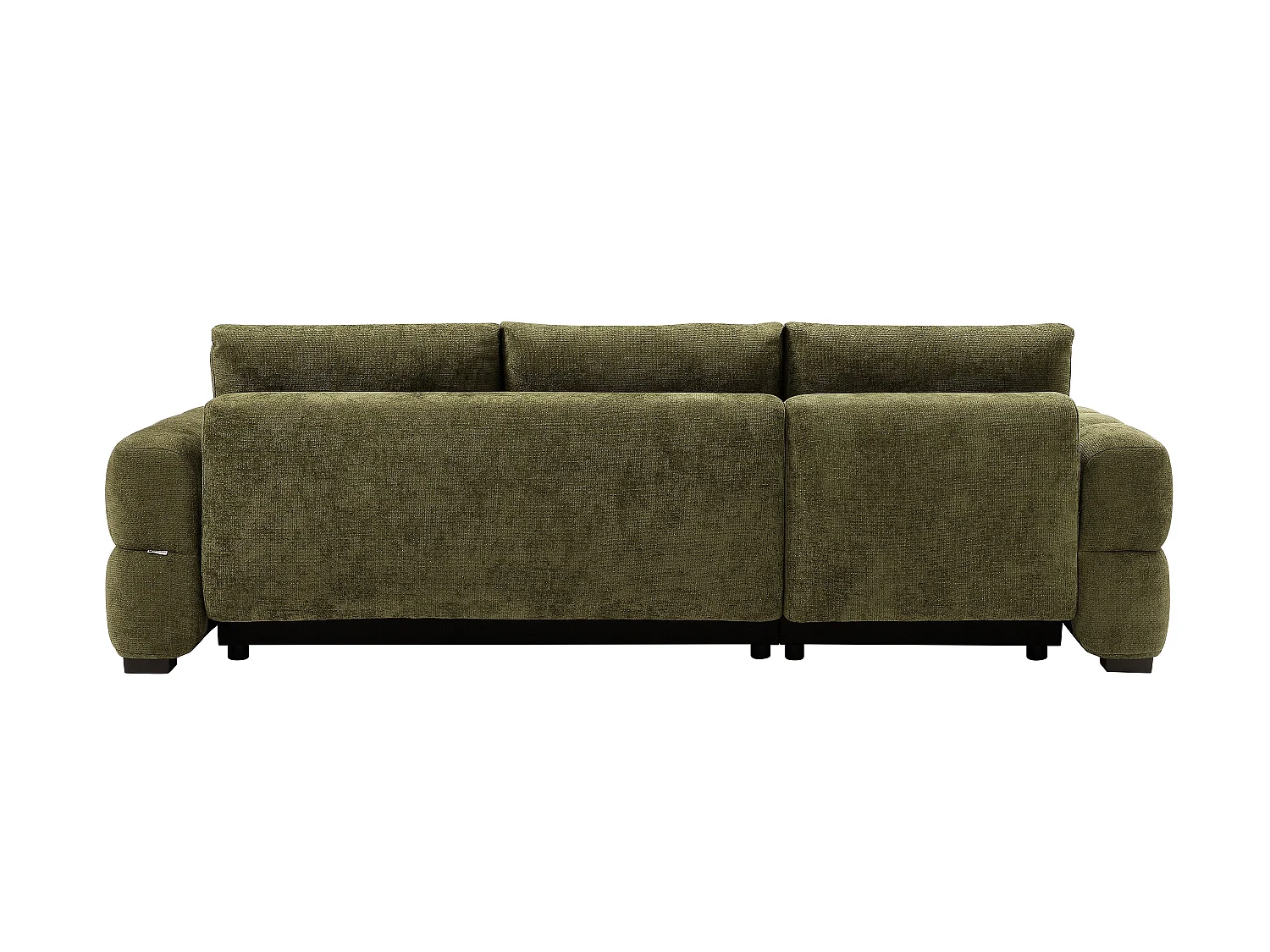 Canapé d'angle gauche convertible en tissu chenille vert kaki CASORU