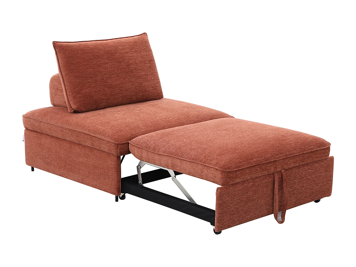 Fauteuil convertible chauffeuse en tissu chiné terracotta EKAVO