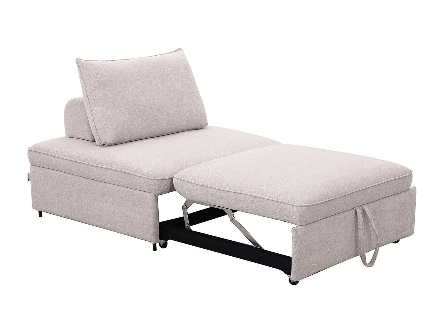 Fauteuil convertible chauffeuse en tissu chiné beige EKAVO