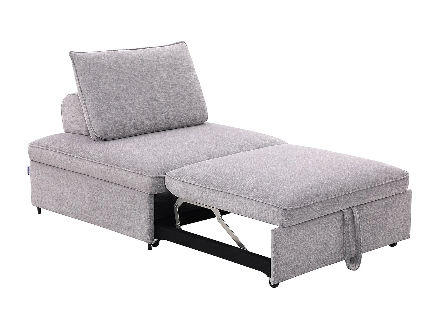 Fauteuil convertible chauffeuse en tissu chiné gris EKAVO