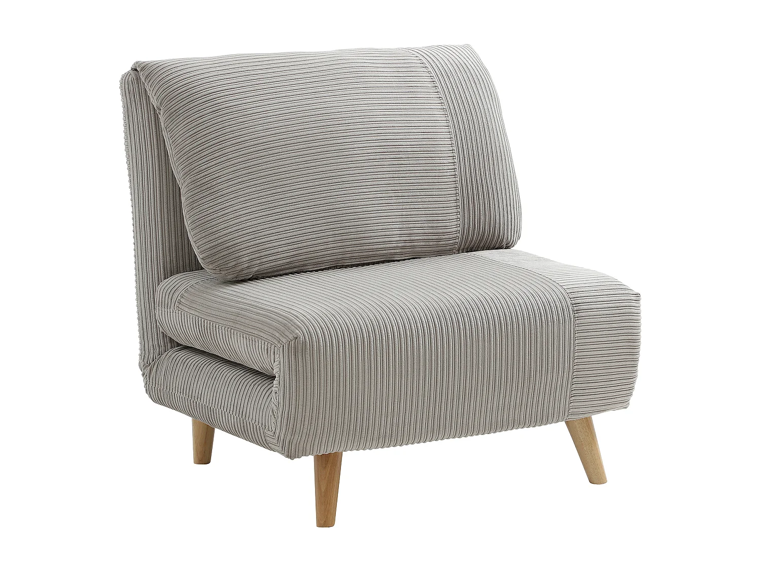 Fauteuil convertible en velours côtelé gris clair PALULA