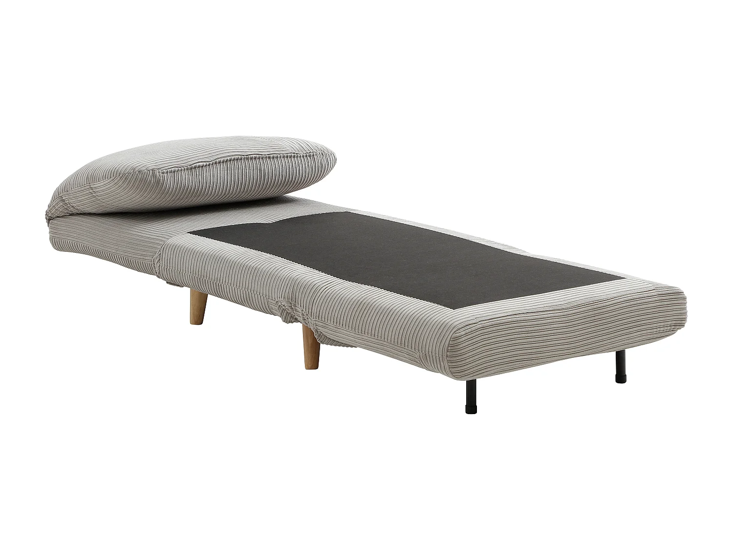 Fauteuil convertible en velours côtelé gris clair PALULA