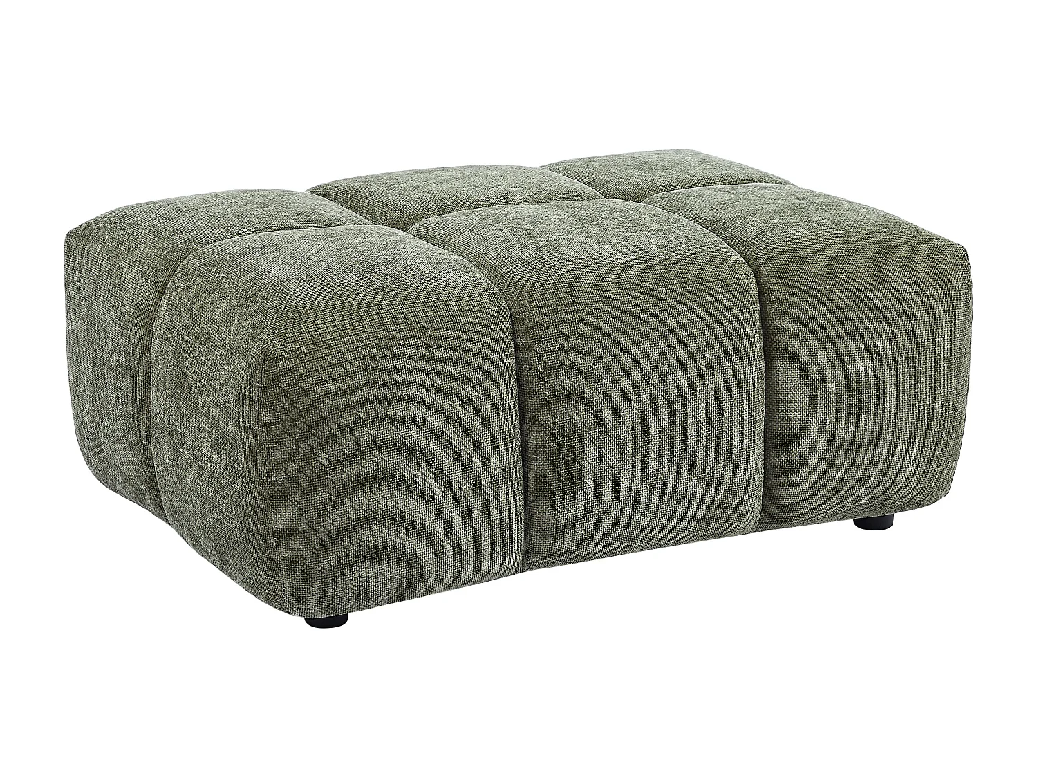Pouf en tissu texturé vert APOLIU