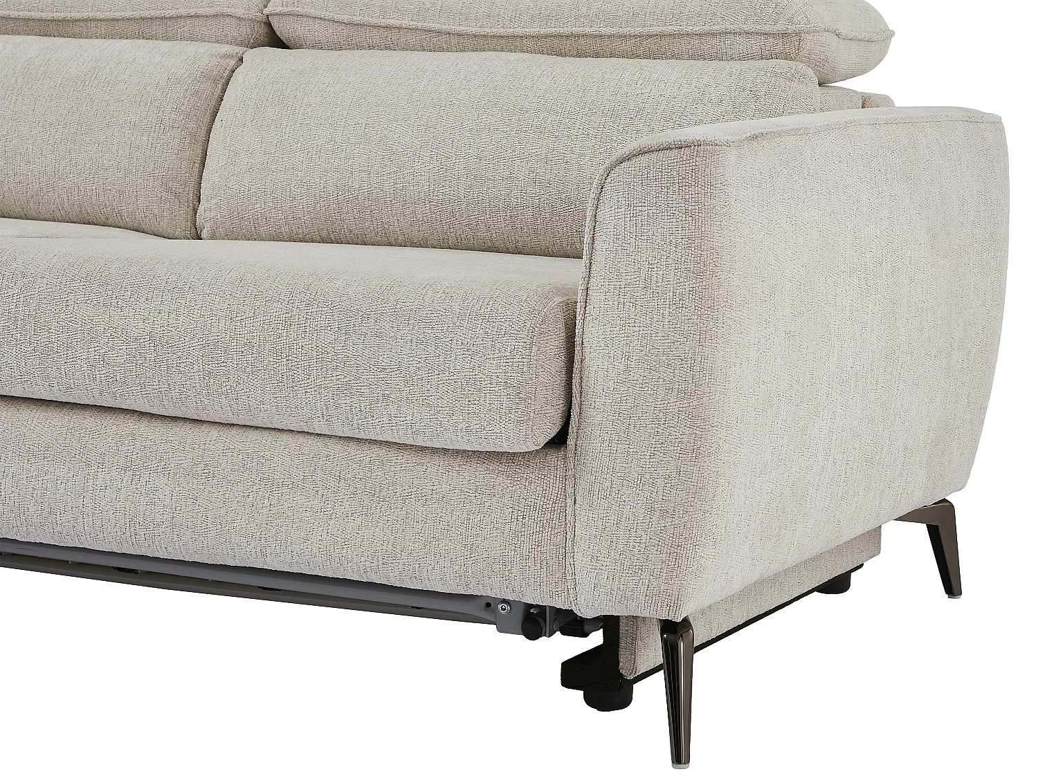 Canapé d'angle gauche convertible relax électrique en tissu chenille beige KOBIBRA