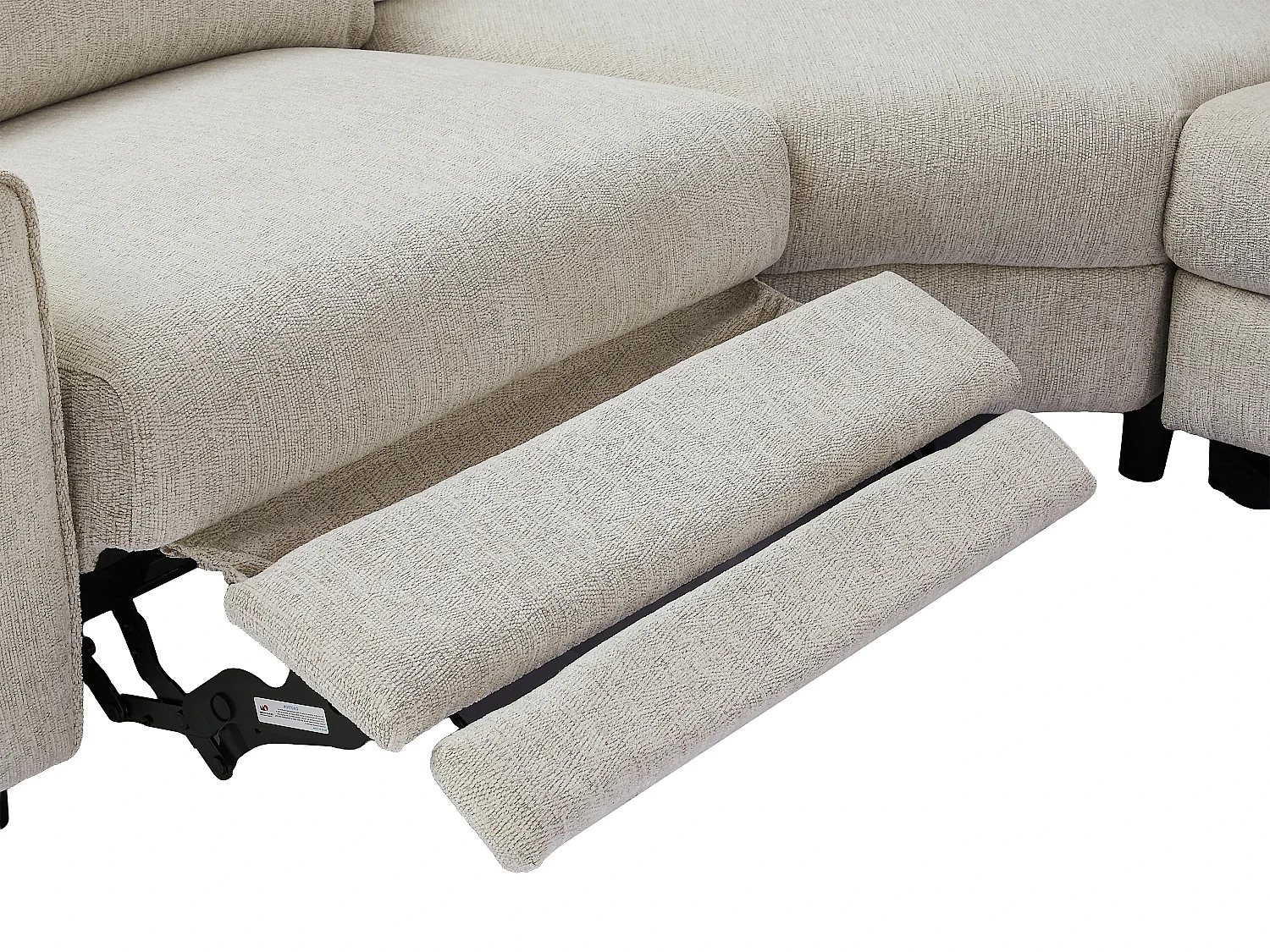 Canapé d'angle gauche convertible relax électrique en tissu chenille beige KOBIBRA