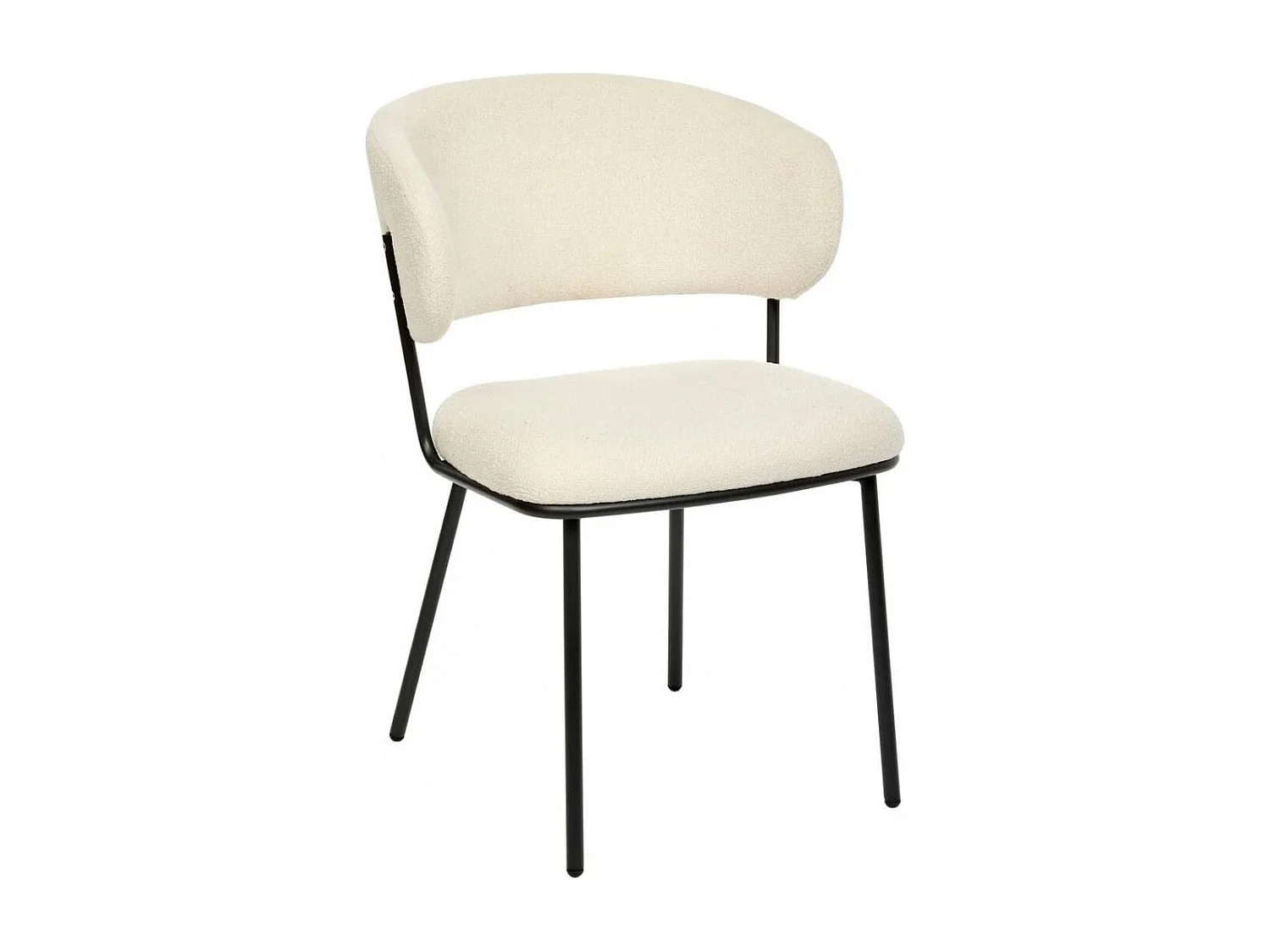 Lot de 2 chaises de salle à manger en tissu chenille avec pieds en métal noir, couleur blanche - Longueur 58 x Profondeur 54 x Hauteur 79 cm