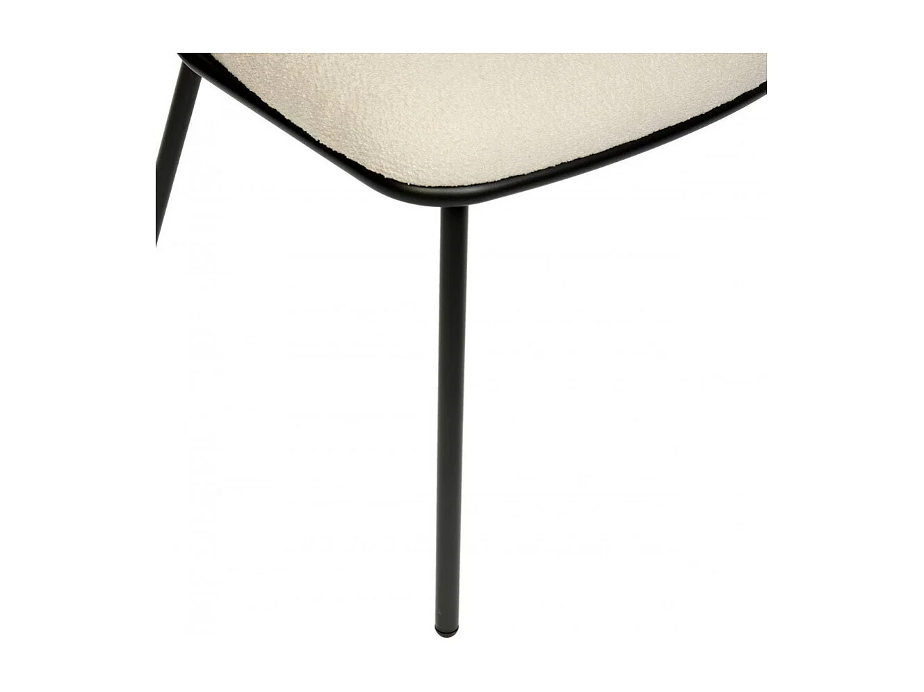 Lot de 2 chaises de salle à manger en tissu chenille avec pieds en métal noir, couleur blanche - Longueur 58 x Profondeur 54 x Hauteur 79 cm