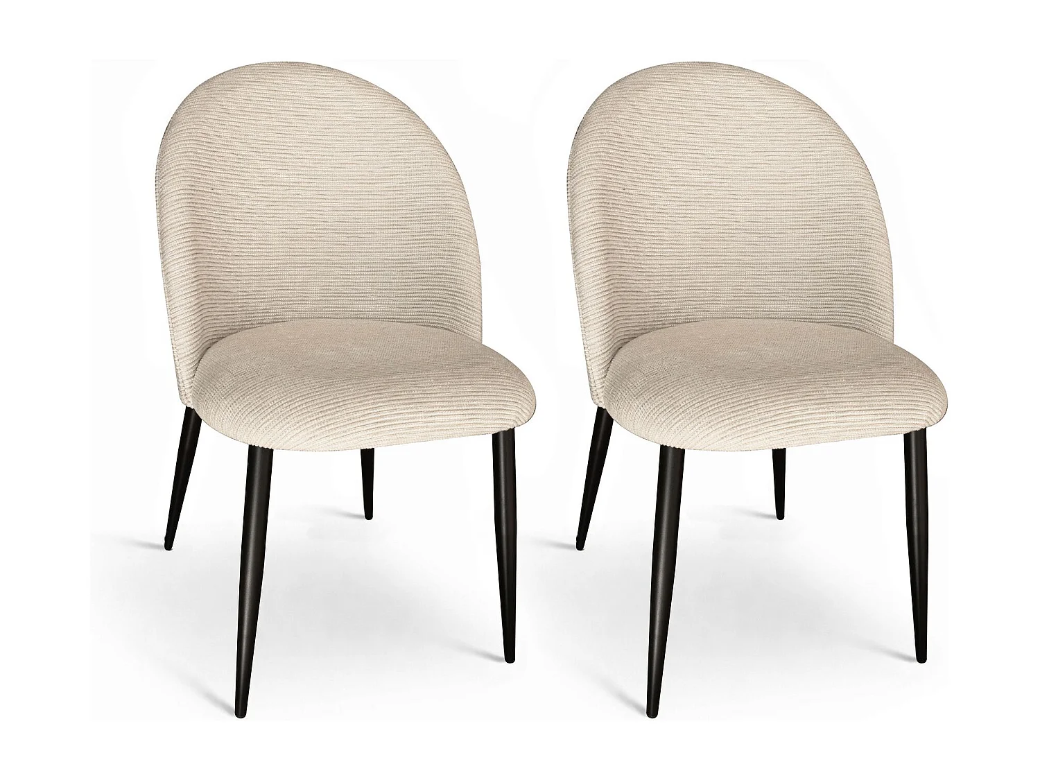 Now's Home - Lot 2 Chaises En Métal Noir Et Tissu Ecru 50.5x50.5x85.5cm Leonie