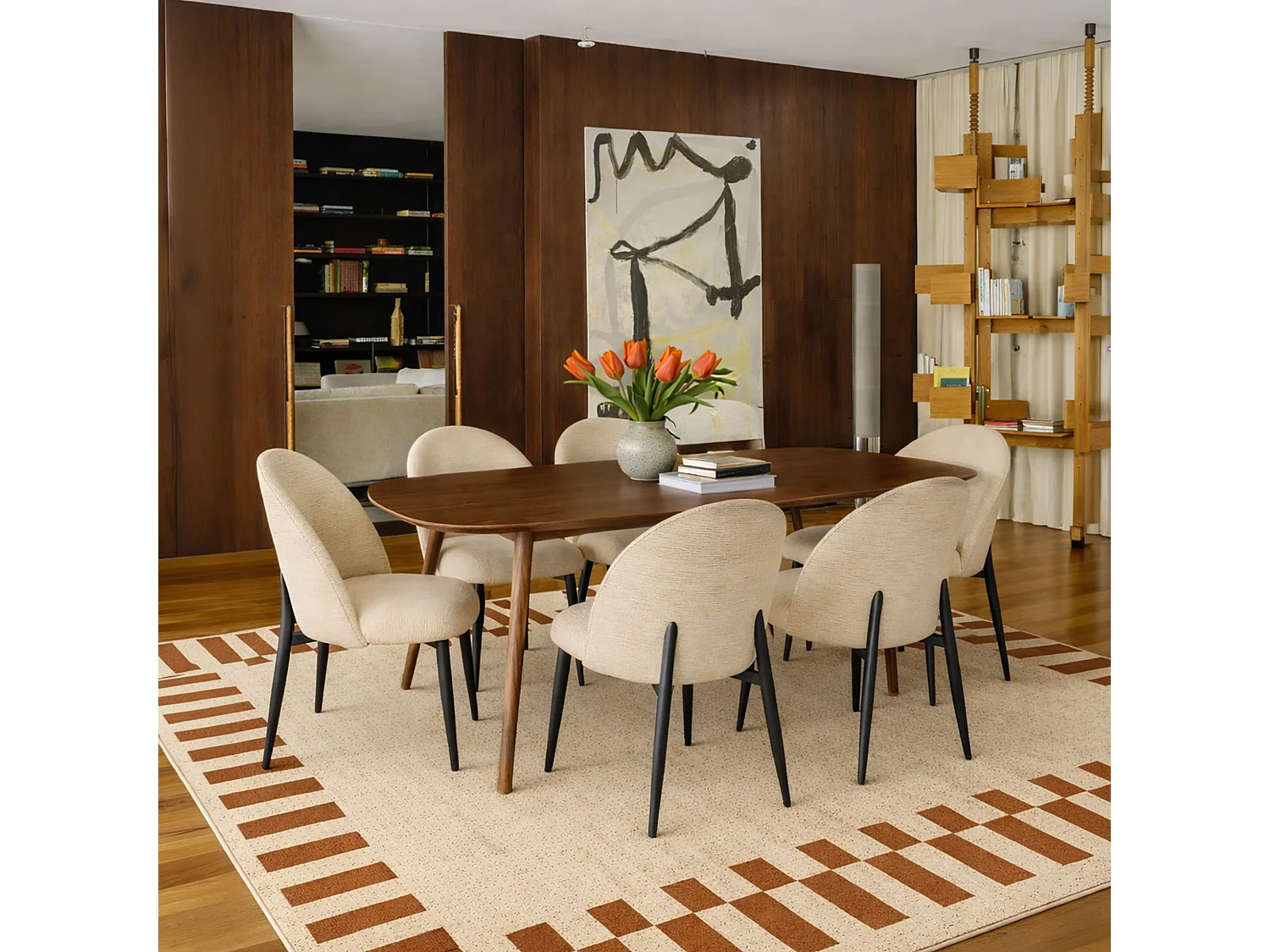 Now's Home - Lot 2 Chaises En Métal Noir Et Tissu Ecru 50.5x50.5x85.5cm Leonie