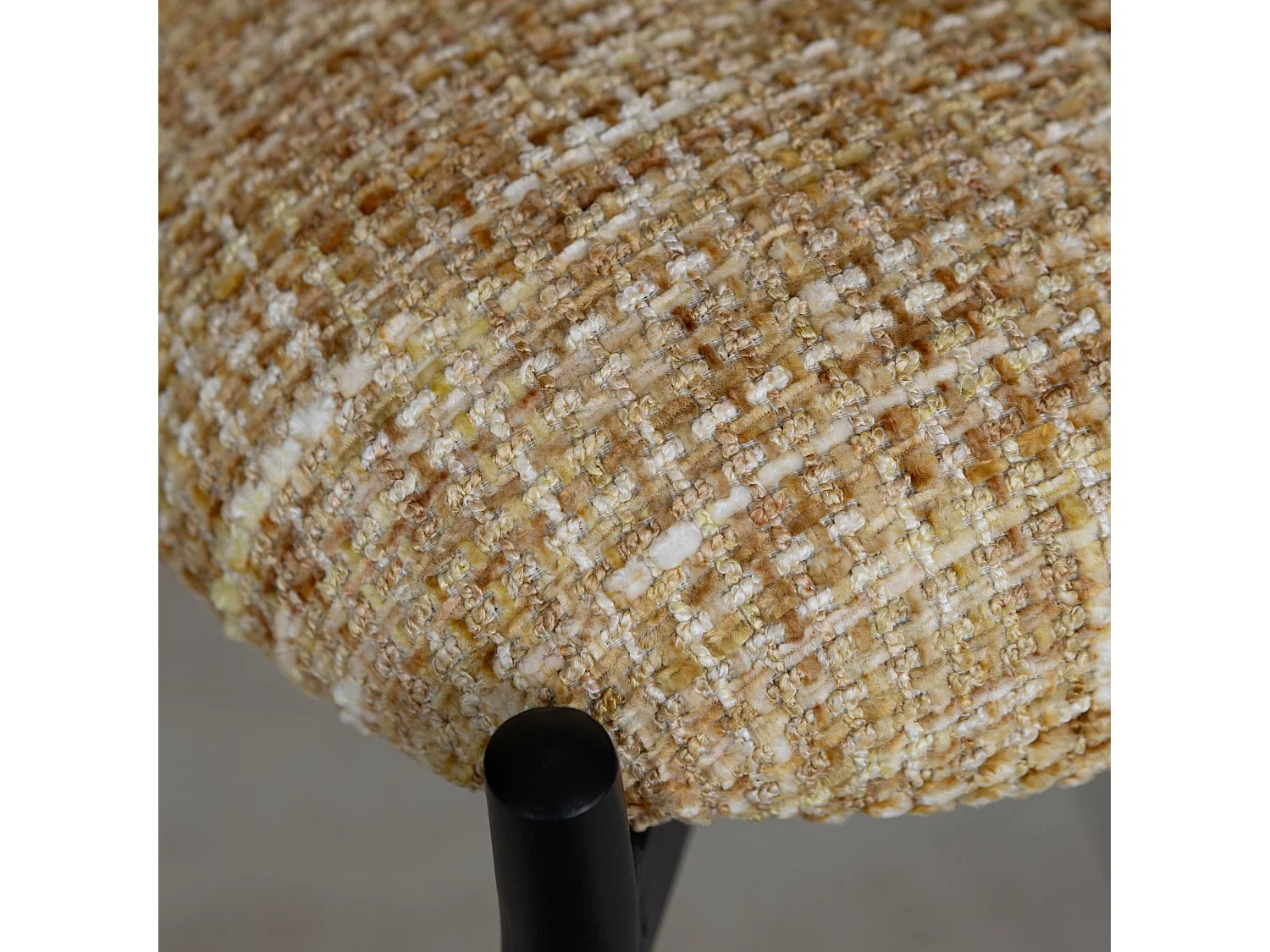 Now's Home - Lot 2 Fauteuils De Table Métal Noir Tissu Tweed Ocre58x54.5x76.5cm Suzan