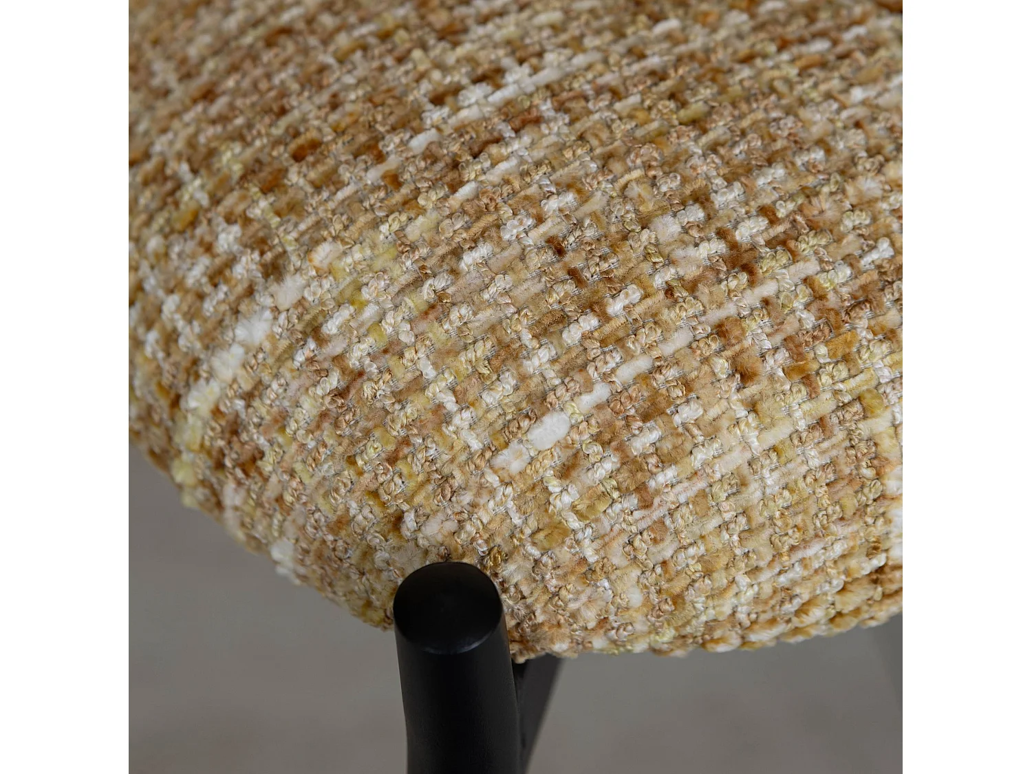 Now's Home - Lot 2 Fauteuils De Table Métal Noir Tissu Tweed Ocre58x54.5x76.5cm Suzan