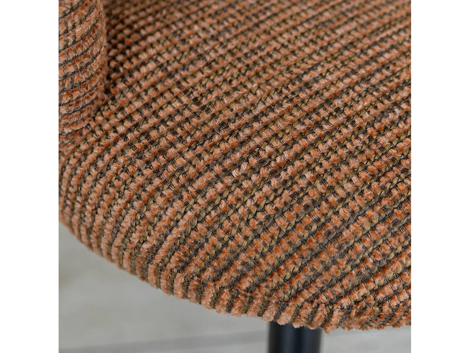 Now's Home - Lot 2 Fauteuil De Table Métal Noir Tissu Tweed Terracotta  Ginette