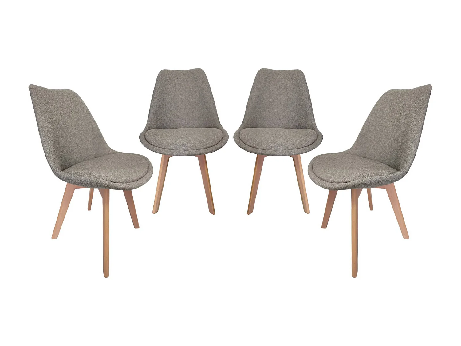 Set di 4 sedie scandinave in legno di faggio e tessuto semplice,