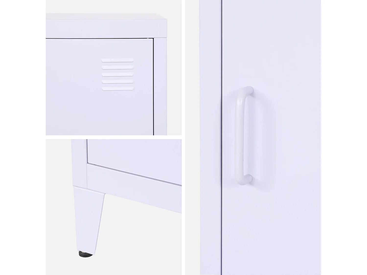 Set 2 comodini industriali, 1 anta, lilas