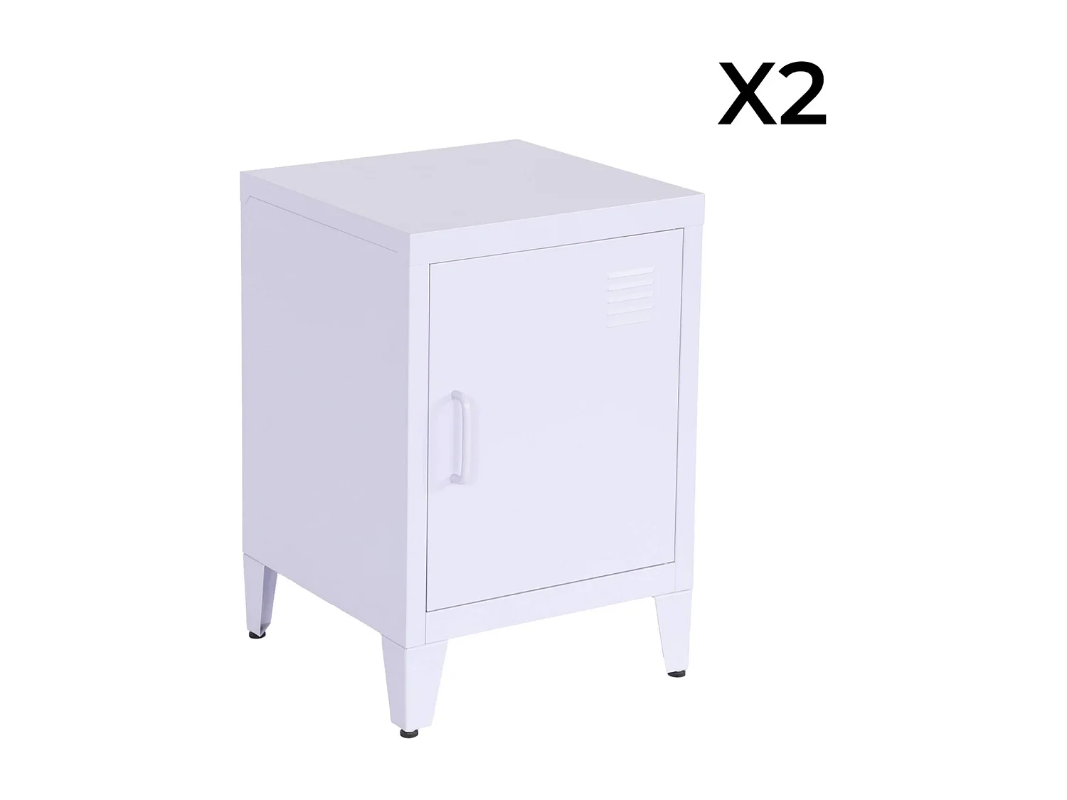 Set 2 comodini industriali, 1 anta, lilas