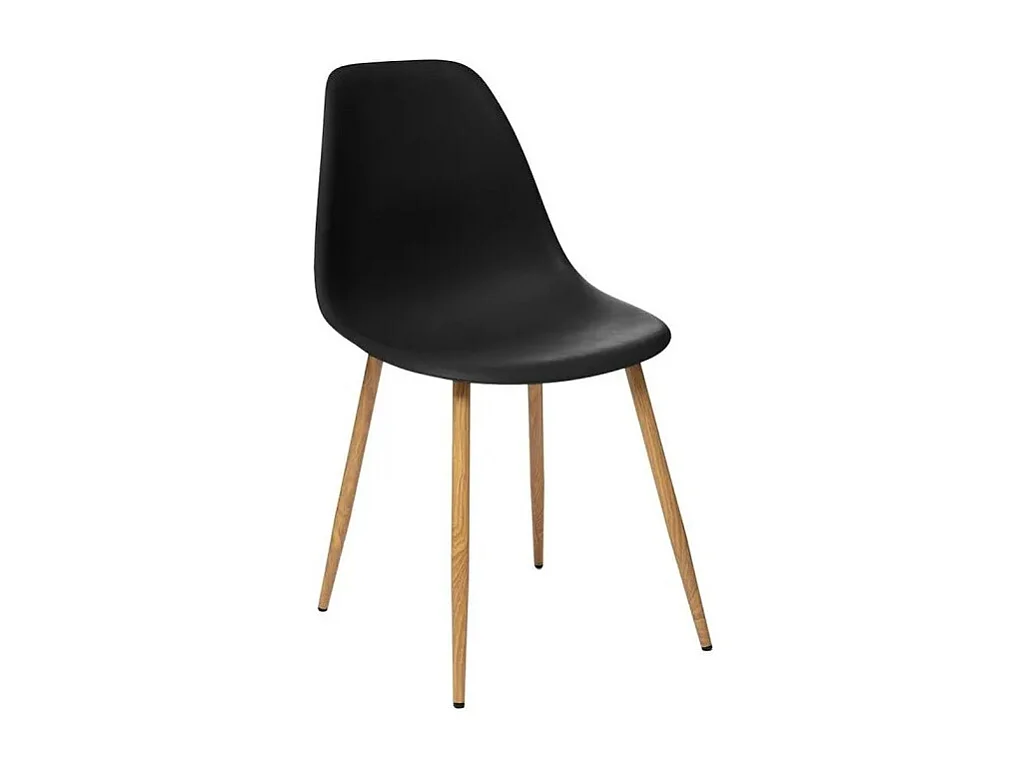 Lot de 6 chaises de salle à manger avec des pieds effet bois, couleur noir - Longueur 46 x Profondeur 55 x Hauteur 86 cm