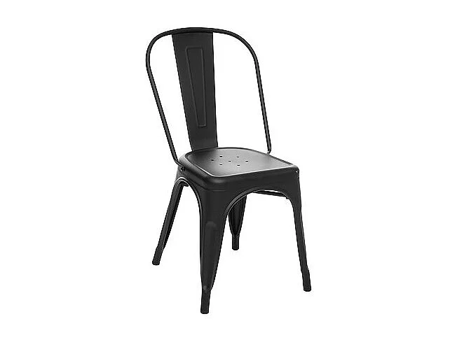 Lot de 4 chaises de table en métal noire - Longueur 45 x Profondeur 48 x Hauteur 85 cm
