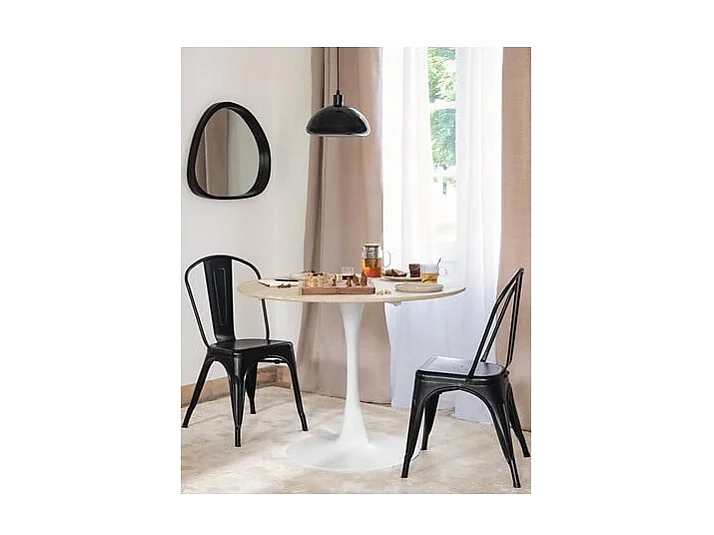 Lot de 4 chaises de table en métal noire - Longueur 45 x Profondeur 48 x Hauteur 85 cm