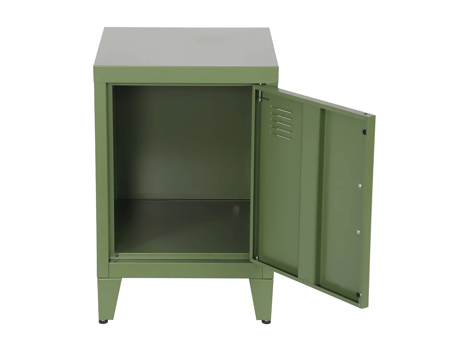 Set 2 comodini industriali, 1 anta, verde kaki