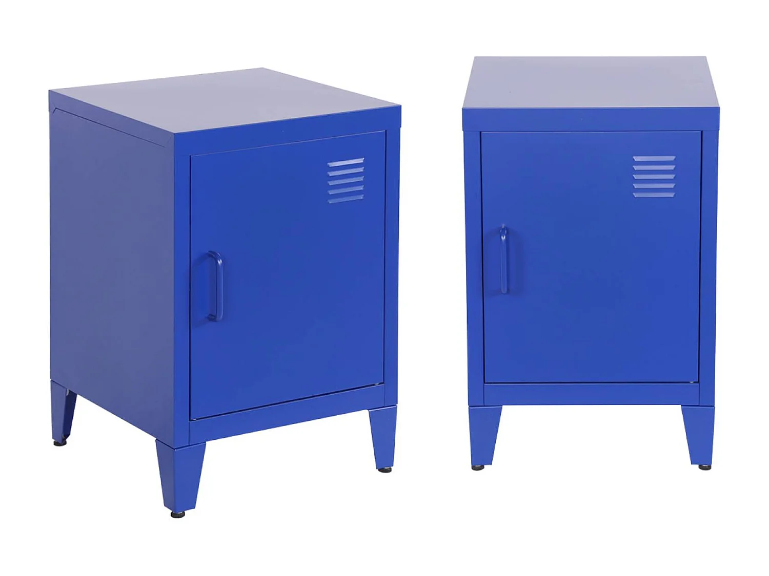 Set 2 comodini industriali, 1 anta, blu