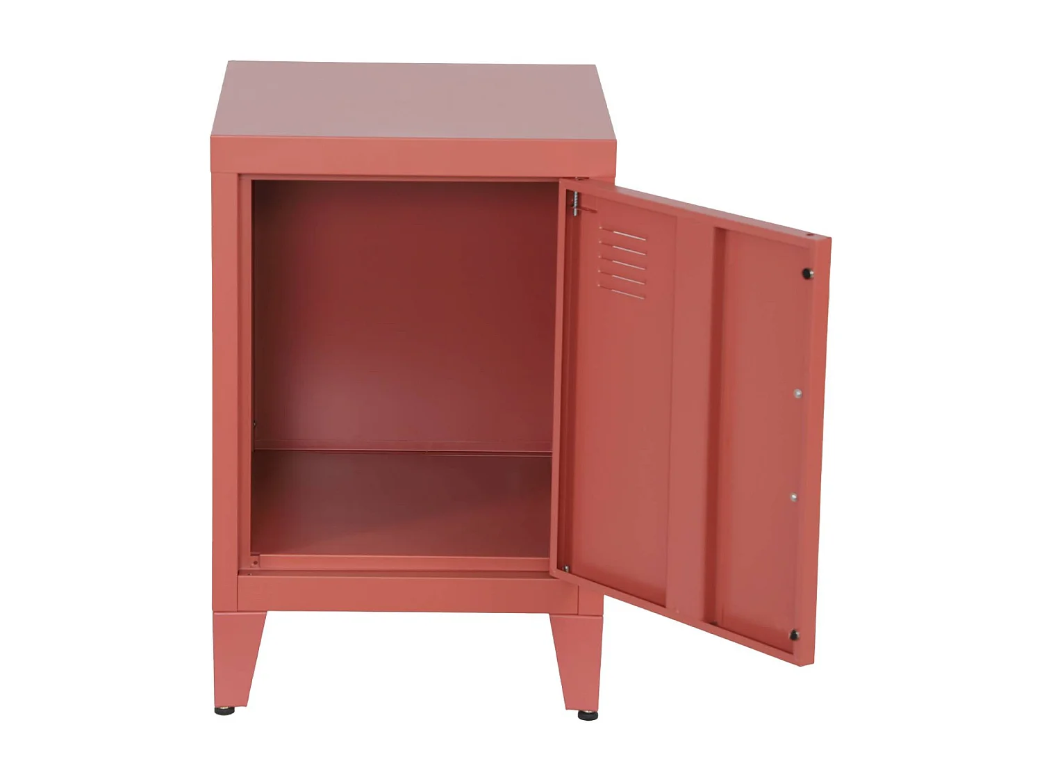 Set 2 comodini industriali, 1 anta, terracotta