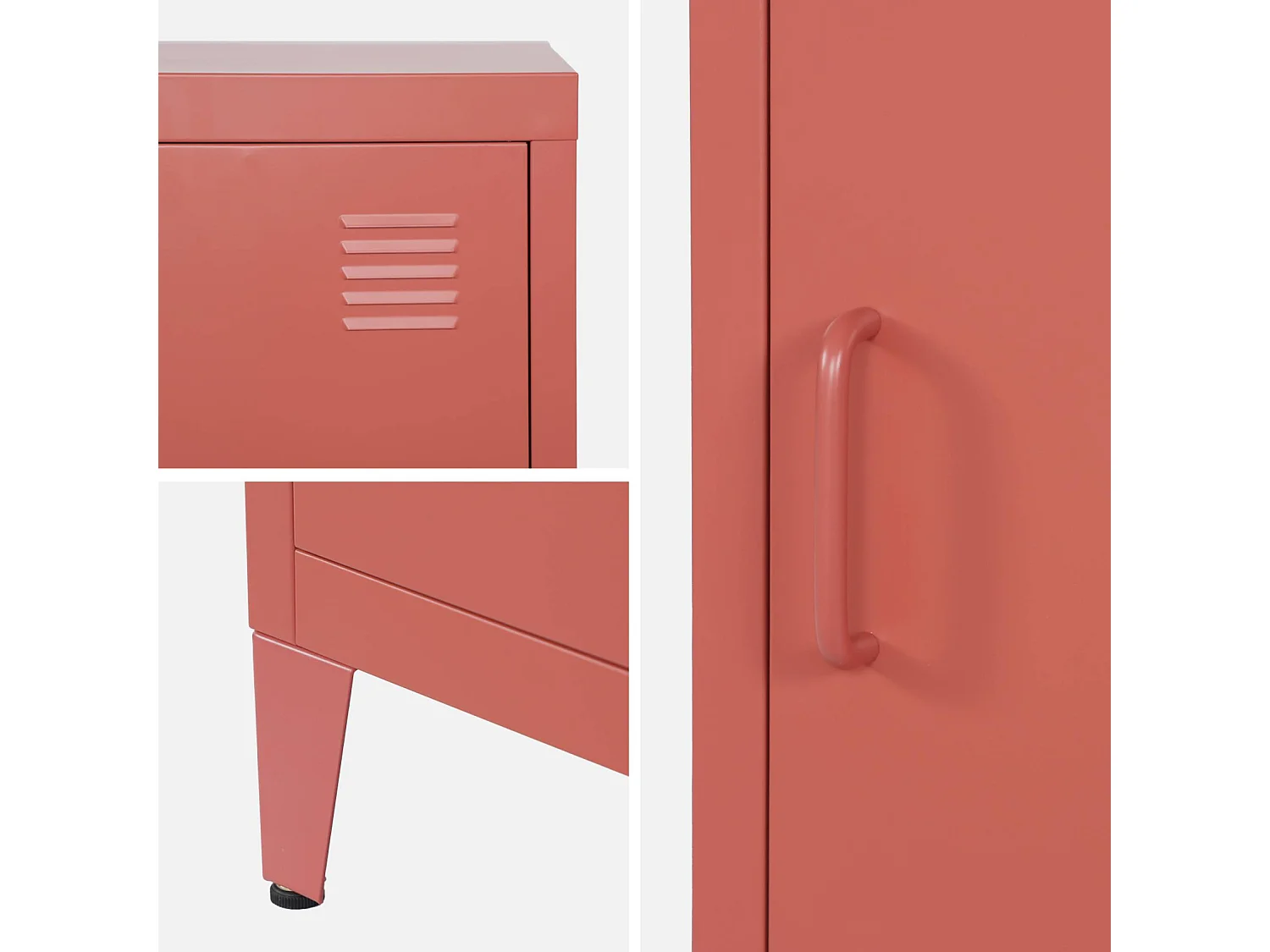 Set 2 comodini industriali, 1 anta, terracotta