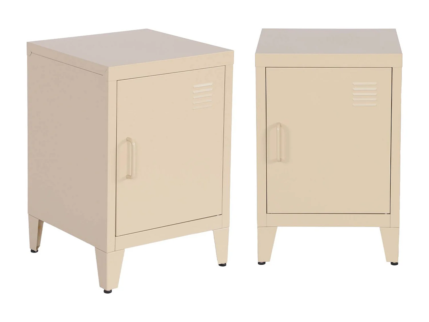 Set 2 comodini industriali, 1 anta, beige
