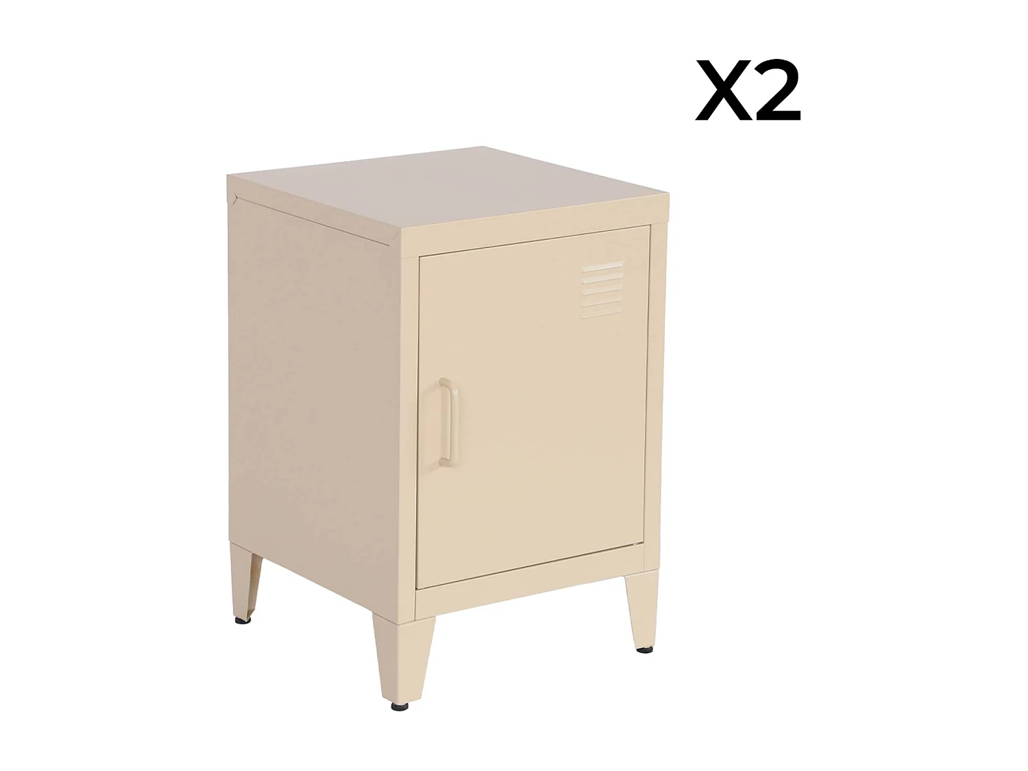 Set 2 comodini industriali, 1 anta, beige