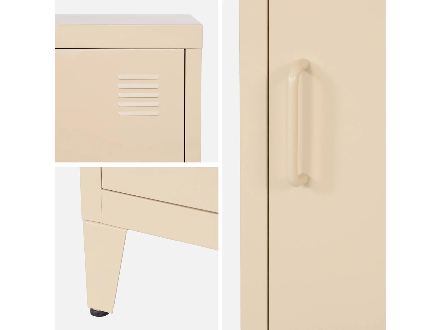 Set 2 comodini industriali, 1 anta, beige