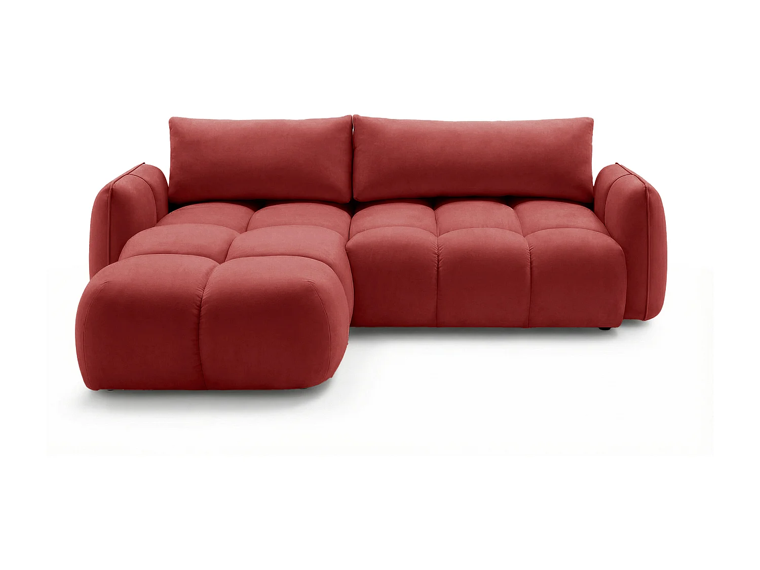 Ecksofa BELVEO mit Schlaffunktion und Bettkasten L-Form Ausrichtung Links Stoff Bluvel 59