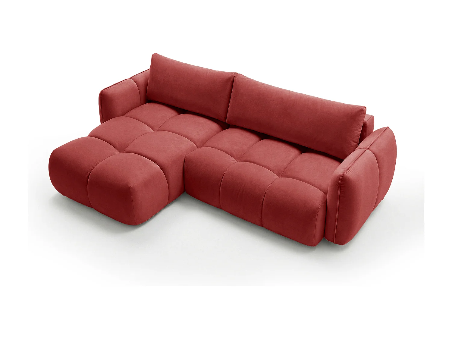 Ecksofa BELVEO mit Schlaffunktion und Bettkasten L-Form Ausrichtung Links Stoff Bluvel 59