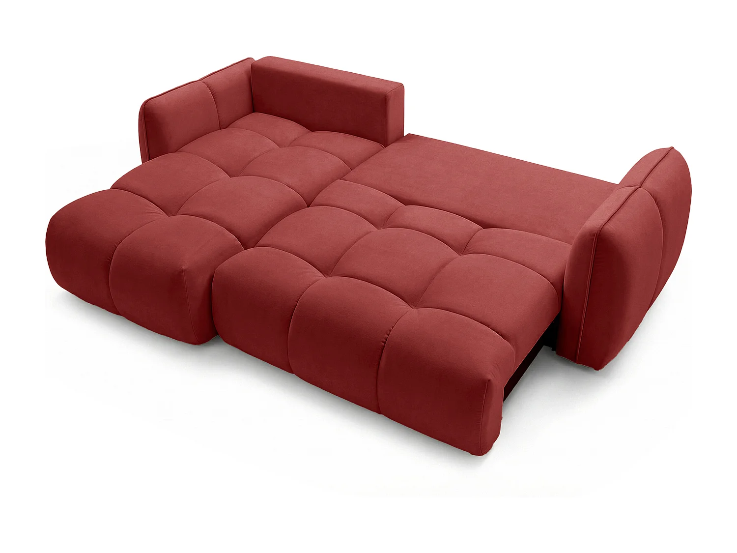 Ecksofa BELVEO mit Schlaffunktion und Bettkasten L-Form Ausrichtung Links Stoff Bluvel 59