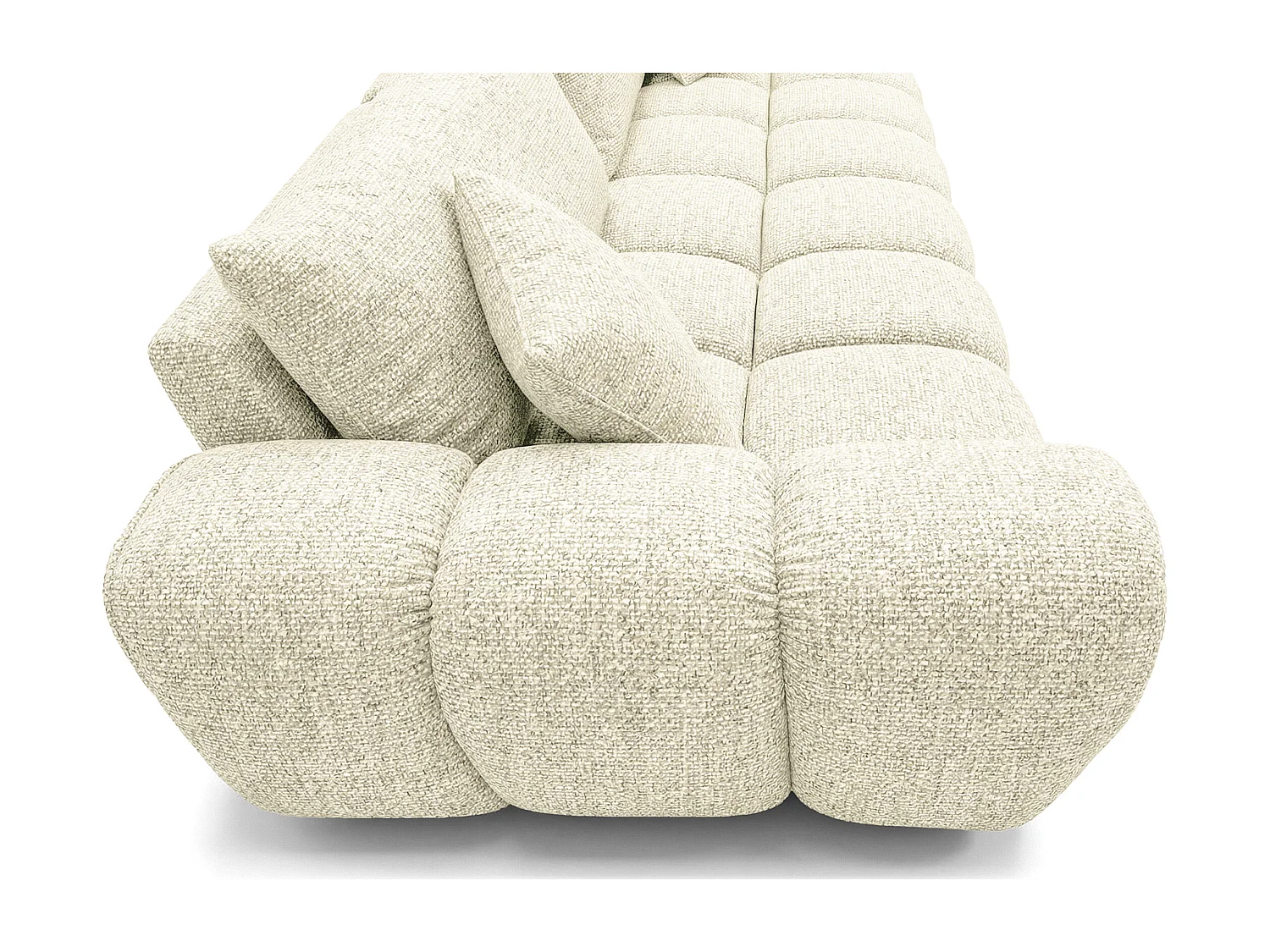 Schlafsofa COSMO LUXURY 240cm – Premium HR-Schaum – Strukturstoff Puente 03 Cremeweiß