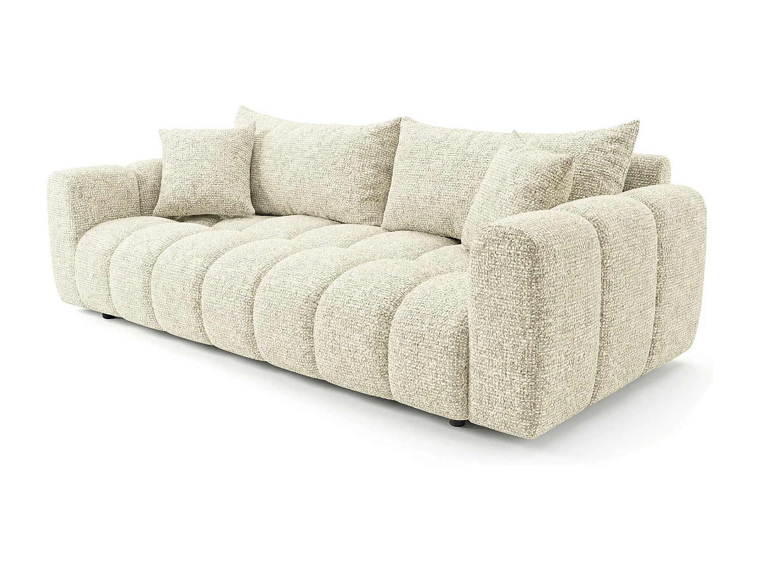 Schlafsofa COSMO LUXURY 240cm – Premium HR-Schaum – Strukturstoff Puente 03 Cremeweiß
