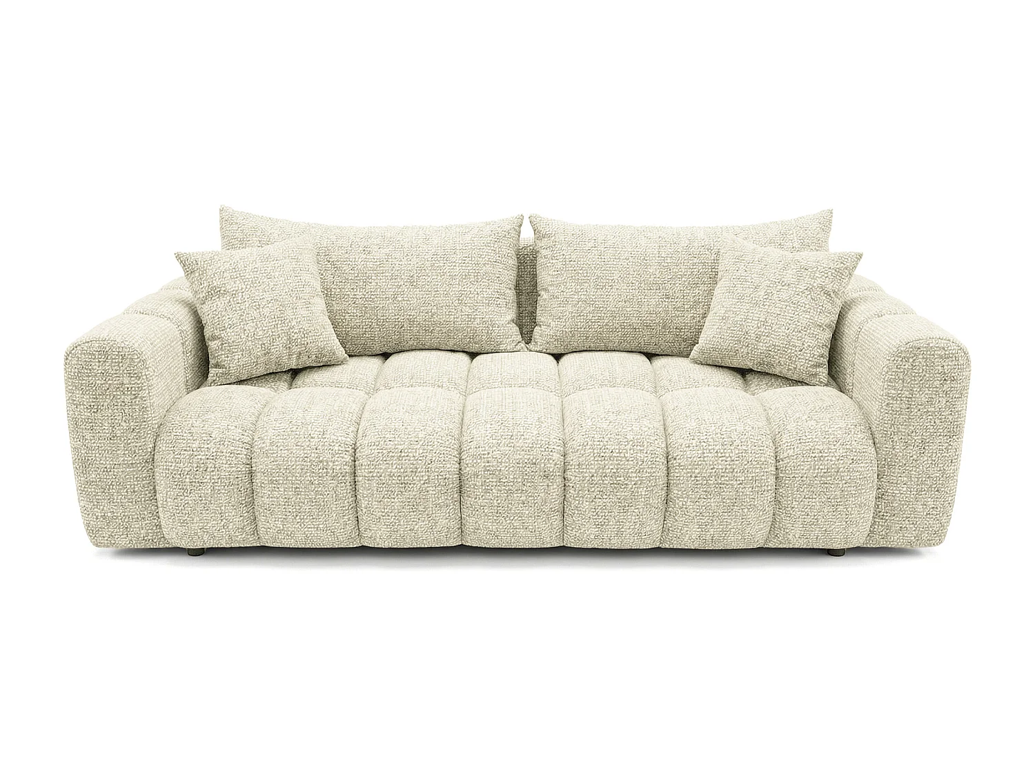 Schlafsofa COSMO LUXURY 240cm – Premium HR-Schaum – Strukturstoff Puente 03 Cremeweiß